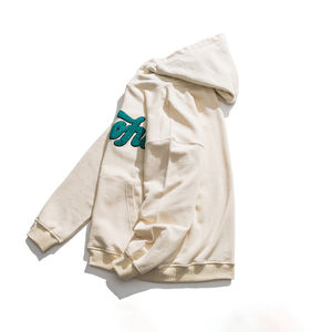 Sudaderas con capucha de algodón orgánico de alta calidad para hombre, sudaderas con parche de chenilla impreso con logotipo personalizado para invierno - Product Image 3