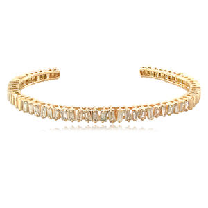 Brown Baguette <b>Diamond</b> 14Kt Gold Cuff <b>Bangle</b> <b>Bracelet</b> Women Party Wear Wholesale Jewelry - Product Image 4