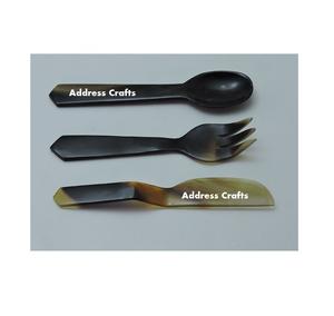 Juego de cubiertos de alta calidad más populares Juego de cubiertos de mesa de cuerno de búfalo de 3 piezas Juego de vajilla para servir comida - Product Image 1