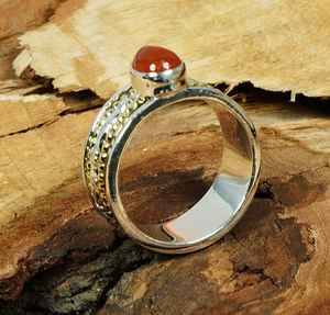 Anillo de Compromiso de Plata de Ley 925 con Ágata Roja para Boda y Fiesta, Joyería de Moda - Product Image 2