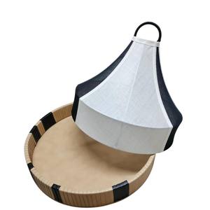 Abat-jour carré effilé en tissu blanc moderne avec poignée tressée, plateau de service en rotin naturel tressé, panier de rangement, organisateur de maison - Product Image 6