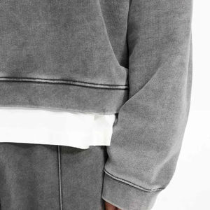 Sweat-shirt à capuche oversize vintage streetwear, poids lourd 400 g/m², épaules tombantes, col rond, délavé à l'acide - Product Image 3