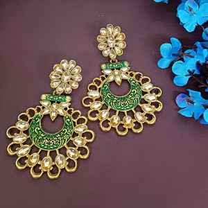 Indian Enamel <b>Earring</b> Traditional Wedding Indian Manufacturer Jewelry Wholesale Crystal <b>Bridal</b> <b>Earrings</b> Indian Jewellery Set - Product Image 2