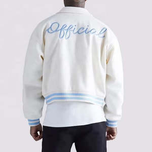 Chaqueta Universitaria Blanca Personalizada para Hombre, Chaqueta Universitaria de Lana Premium con Mangas Largas para Marca Privada - Product Image 3