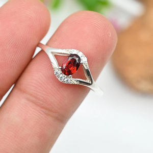 Belle dernière conception grenat Cz bague de fiançailles en argent sterling 925 bijoux minimalistes fins anniversaire de mariage cadeau bague elle - Product Image 4