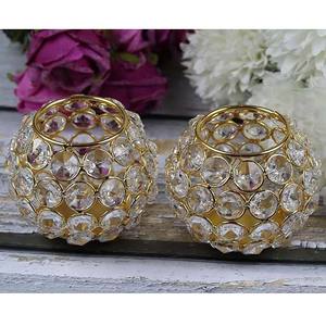 Portavelas con cuentas de cristal de gran oferta, novedad Vintage, vela votiva de forma redonda, acabado dorado para iluminación, Decoración de mesa de boda - Product Image 2