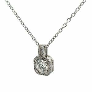 Colgante clásico con halo de diamantes solitarios de corte redondo, 1.03 ct, color F, claridad VS, diamante cultivado en laboratorio en oro de 14 quilates, para uso diario, regalo. - Product Image 2