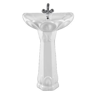 อ่างล้างหน้าเซรามิกสีขาวพร้อมแท่นอ่างล้างมือดีไซน์คลาสสิกสำหรับโรงแรมห้องน้ำใช้ในราคาอินเดีย - Product Image 1