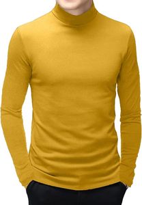 T-shirt pour homme à manches longues avec LOGO personnalisé, décontracté, basique, col roulé, coupe ajustée, pour maillot de corps, pull thermique et uni T-shirt pour homme - Product Image 6