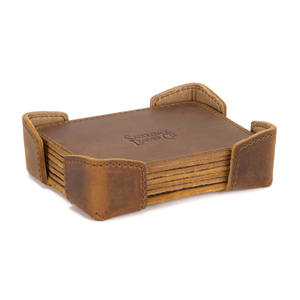 Design Leather <b>Coasters</b> <b>for</b> <b>Drink</b> square Shape with Holder Customized Size Leather <b>coaster</b> at Cheap Price - Product Image 3