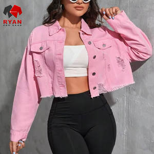 Veste en jean tendance pour femmes avec col classique, fermeture à boutons et manches longues, style moderne - Product Image 4