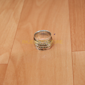 Multi Band Spinner <b>Ring</b> 925 <b>Sterling</b> <b>Silver</b> with Copper & Brass Textured Handmade Boho <b>Ring</b> Spinner <b>Ring</b> <b>Fidget</b> <b>Ring</b> Meditation - Product Image 4