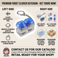 Porte-clés clavier mécanique 2 touches avec interrupteur, jouet anti-stress LED en plastique, accessoire de bureau, cadeau de fête, Noël