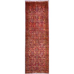 Tapis de couloir de Téhéran noués à la main de qualité supérieure, tissés avec un mélange de laine et de coton, tapis vintage à motif médaillon pour salon - Product Image 1