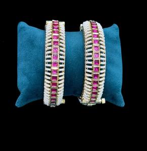 Designer Trendy Premium Quality Gold Plated Openable Kundan Minakari Two <b>Set</b> Of <b>Bangles</b> for Women Wedding Wear For Girls - Product Image 2