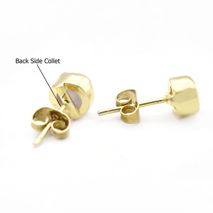 Boucle d'oreille à pince en quartz rose brut, taille 8-10mm, plaqué or avec boucle d'oreille Push Back, boucle d'oreille en pierre précieuse de naissance pour femme - Product Image 2