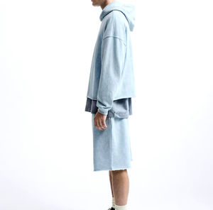 Logo personnalisé 100% coton pull à capuche d'hiver pour hommes pull grande taille surdimensionné avec couleur unie polaire lourde teinte unie - Product Image 3