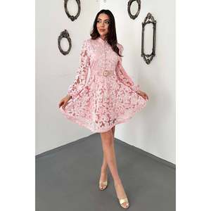Abito Corto con Cintura Rosa - Rosa - Product Image 1