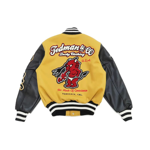 Chaqueta universitaria de cuero personalizada Letterman al por mayor para hombre chaqueta universitaria de béisbol impermeable personalizada para hombre - Product Image 3