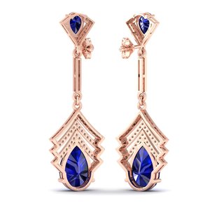 REYES Sparking 925 plata esterlina moissanita regalo de boda joyería fina mujeres zafiro azul piedras preciosas pendientes colgantes largos - Product Image 4