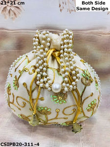 Bolsa Potli bordada India hecha a mano, ideal para regalos de boda, devolución de regalos y celebración de momentos especiales. - Product Image 4