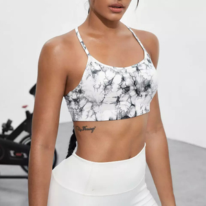 Soutien-gorge de sport Tie-Dye personnalisé de haute qualité pour les femmes Cross-Border Ribbed Beauty Back Workout Shockproof Gathered Gym Spandex - Product Image 2