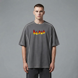 เสื้อยืดผู้ชายขายส่งยอดนิยม ผ้าฝ้าย 100% คุณภาพสูง สกรีนโลโก้ตามสั่ง เป็นมิตรกับสิ่งแวดล้อม สไตล์ฮิปฮอป น้ำหนัก 180 กรัม ทรงหลวม - Product Image 1
