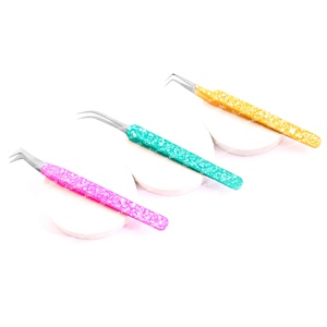 Pinzas de pestañas profesionales más vendidas, pinzas de extensión de pestañas coloridas, pinzas puntiagudas de acero inoxidable con etiqueta privada - Product Image 2