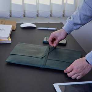 <b>Handmade</b> Genuine <b>Leather</b> Portable Lightweight Travel Laptop Sleeve Business Organizer <b>Bag</b> Vintage Office Executive Portfolio - Product Image 4