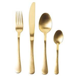 Set di posate in acciaio inossidabile color oro satinato da 16 pezzi, riutilizzabile, collezione 5th Avenue Sibilla - Product Image 1