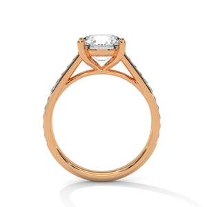 Bague de fiançailles élégante en diamant de laboratoire de 2 carats, bague solitaire pavée, bague en or massif blanc, jaune ou rose, clarté VVS - Product Image 5