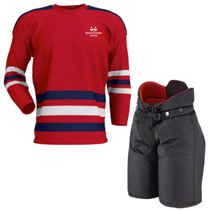 Wholesale Custom Ice Hockey Uniforms Sublimated <b>Polyester</b> 220-260gsm Team Wear Jersey Hockey <b>Socks</b> Pants RACCOON SPORTS Cheap - Product Image 6