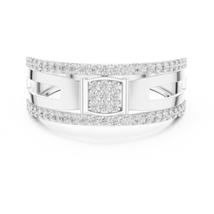 Bague de fiançailles en diamant de luxe avec panneau central structuré |   Bijoux fins modernes - Product Image 4