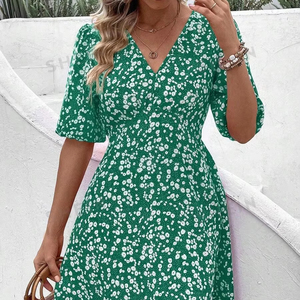 Gran oferta de verano 2024, vestido largo informal para mujer, bloque Floral tejido, estampado Digital, cintura Natural, borla de manga larga - Product Image 1