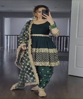 Magnifique ensemble Salwar pour femmes avec Dhoti en coton mélangé imprimé multicolore, longueur ras du sol, idéal pour les soirées, Abaya élégante