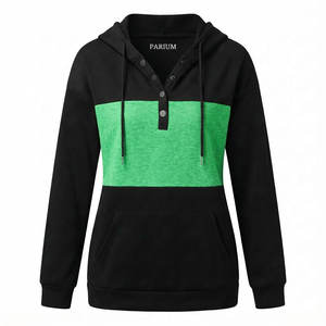 Casual Women's Customized Hoodies <b>Henley</b> Button Kangaroo Pocket <b>Long</b> <b>Sleeve</b> Pullover Wholesale Price All Season Fashion Hoodies - Product Image 4