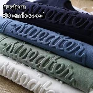 Premium quality Custom 3D Embossed Oversized T-Shirts Breathable Drop Shoulder Streetwear Organic Cotton custom unisex T-shirt - Product Image 1
