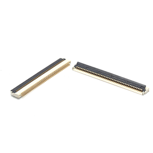 ZFPC SMT RA EZon 1H 0.3W 4~50pin FFC FPC Connecteur à angle droit en bronze phosphoreux étamé, 1 rangée de contacts, pas de 0,5 mm, hauteur de 1 mm, en bobine - Product Image 1