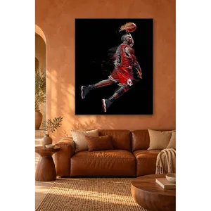 Fida Slam Dunking, joueur de basket-ball en maillot rouge, impression sur toile - Product Image 1