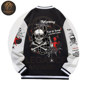 Vestes universitaires de baseball, lettrage en blocs, blanc et noir, bande de course, boutons sur le devant, coupe ample, toile respirante - Product Image 2