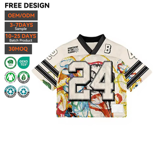 Camiseta Deportiva Corta de Fútbol Americano al por Mayor, 220 GSM, Malla Tejida, Estilo Urbano, Impresión por Sublimación, Personalizada para Hombre - Product Image 1