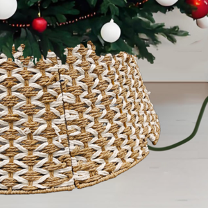 Handwoven Natural Farmhouse Seagrass Round Christmas Tree Collar Xmas Tree Ring for Home Decorations from Vietnam - Product Image 3