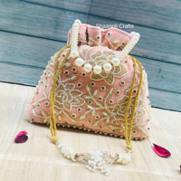 Nouveauté Zari broderie florale velours luxe Potali sacs mariage lourd cordon sacs mariage retour cadeaux
