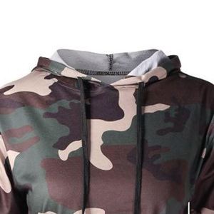 Top corto de algodón de alta calidad para mujer, sudaderas con capucha, diseño estampado de camuflaje, transpirable, de talla grande, temporada de invierno, venta al por mayor - Product Image 4
