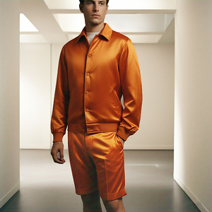 Haute qualité 100% Satin Polyester imperméable hommes Bomber veste toile veste d'hiver avec doublure en Satin de soie - Product Image 3