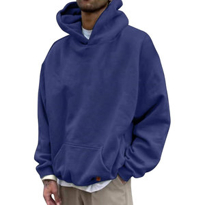 Haute qualité surdimensionné hommes hiver chaud solide coton polaire pull à capuche noir Logo personnalisé imprimé épais polaire-sweats à capuche - Product Image 5