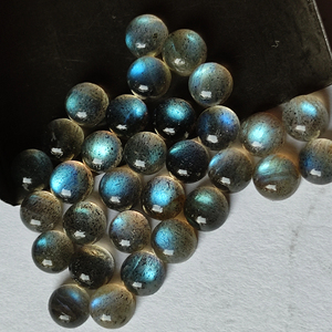Bleu feu Labradorite indien Cabochon en vrac 8mm pierres précieuses rondes dos plat pierre de lune lisse Cabochon Lot prix de gros - Product Image 3