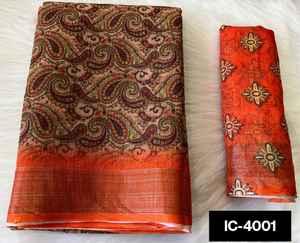 Vêtements ethniques tendance doublure en coton imprimé avec bordure Zari et impression numérique beau motif Sari pour un usage décontracté et quotidien Sari - Product Image 2