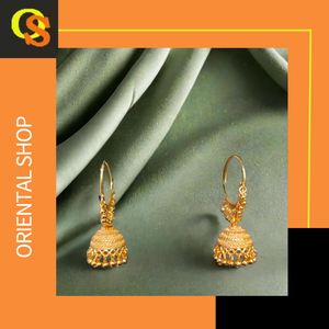 Comprar conjunto de pendientes con diseño tradicional 22CT chapado en oro Jhumka estilo pendientes joyería para mujeres desgaste por los exportadores - Product Image 2