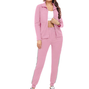 Survêtement en velours personnalisé de haute qualité pour femmes Pantalon de jogging à capuche zippé Combinaison d'entraînement avec logo bon marché de style solide de haute qualité - Product Image 1